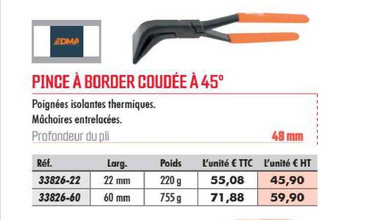 pince à broder coudée à 45°