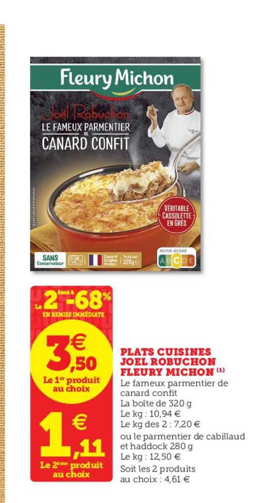 plats cuisinés joël robuchon fleury michon le 2ème à -68% en remise immédiate