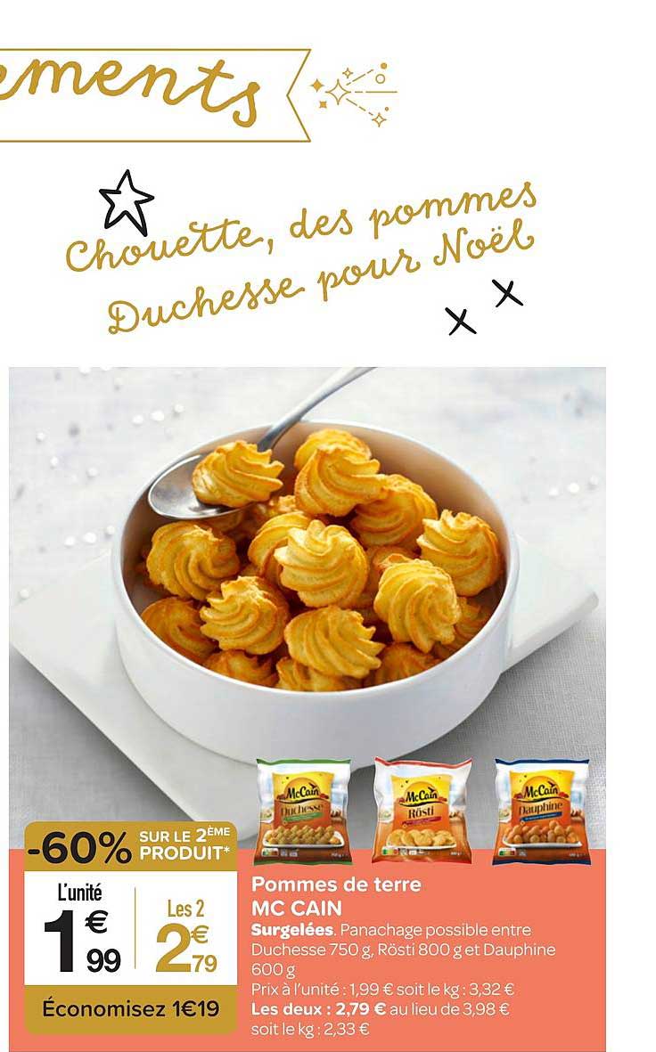 pommes de terre mc cain -60% sur le 2ème produit
