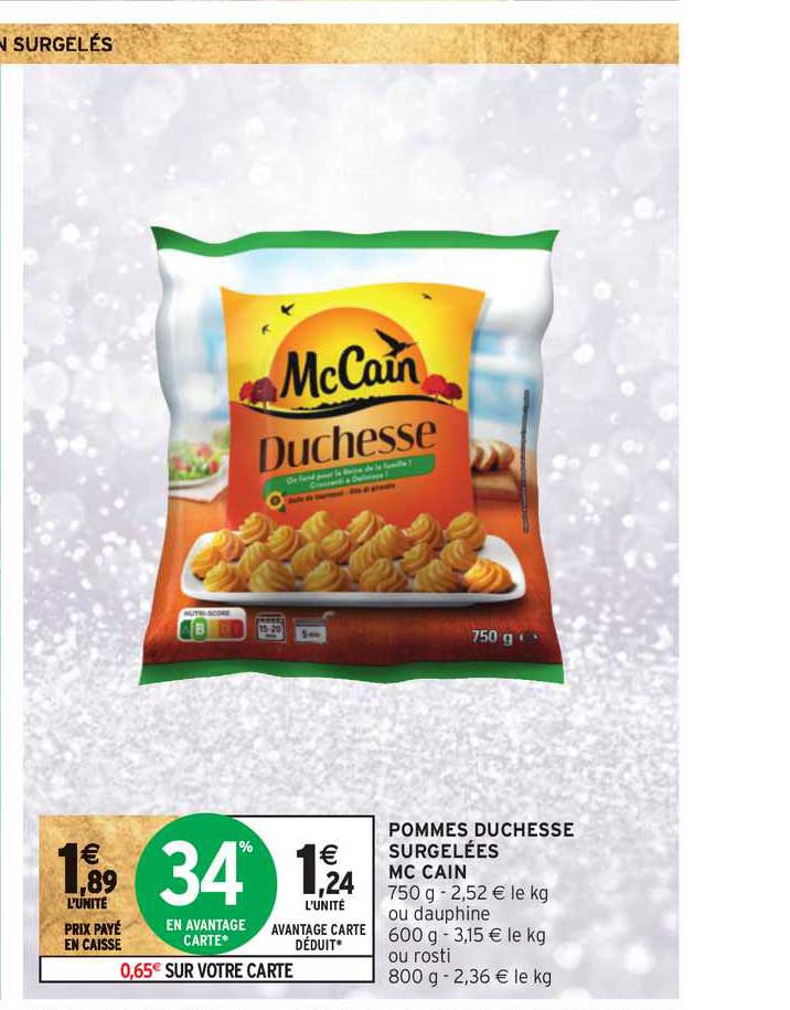 pommes duchesse surgelées mc cain