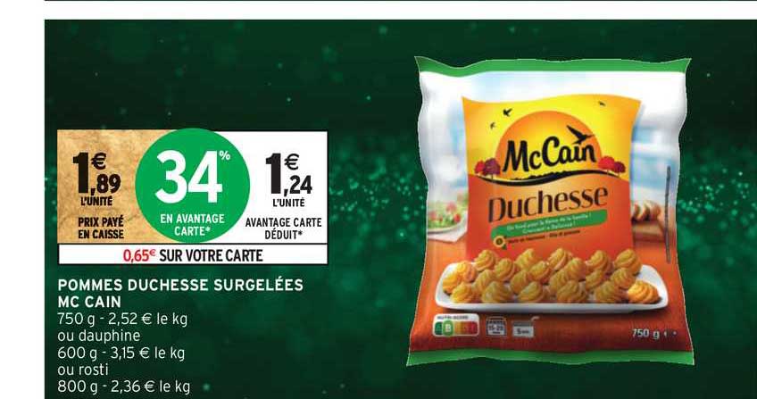 pommes duchesse surgelées mc cain