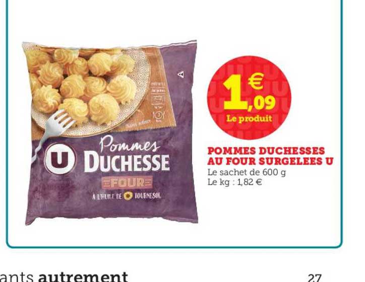 Pommes Duchesses Au Four Surgelées U