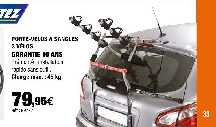 porte-vélos à sangles 3 vélos