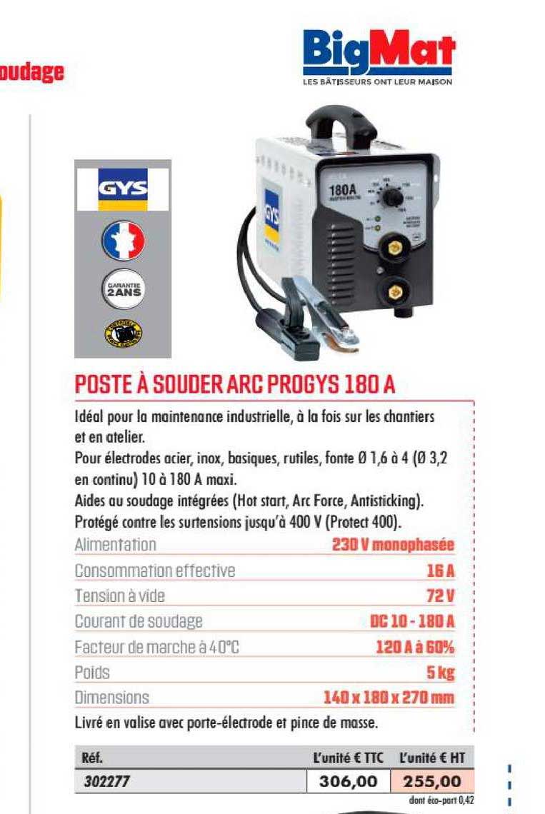 poste à souder arc progys 180a