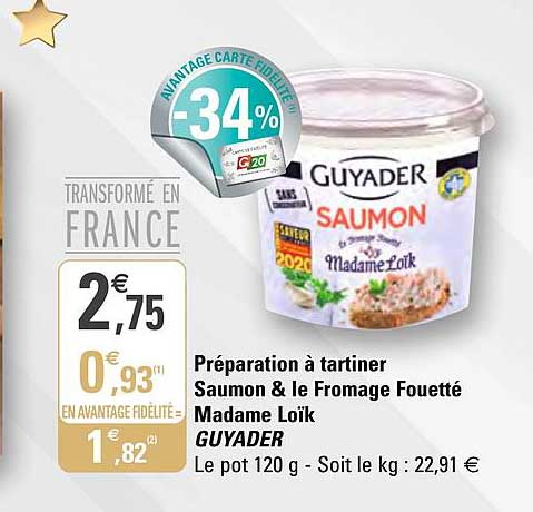 préparation à tartiner saumon & le fromage fouetté madame loïk guyader