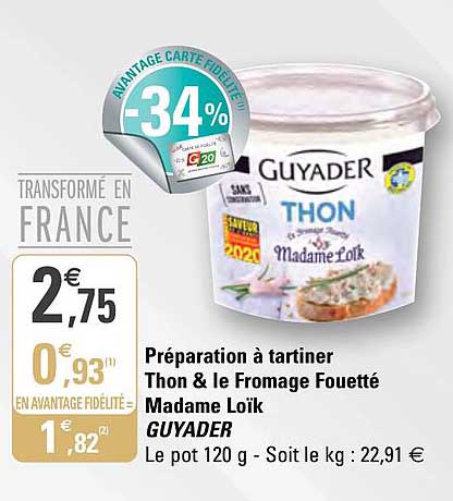 préparation à tartiner thon & le fromage fouetté madame loïk guader