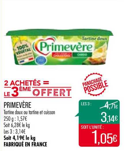 primevère 2 achetés = le 3ème offert