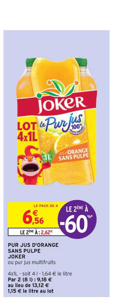 Pur Jus D'orange Sans Pulpe Joker