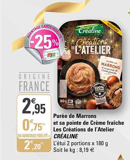 purée de marrons et sa pointe de crème fraîche les créations de l'atelier créaline