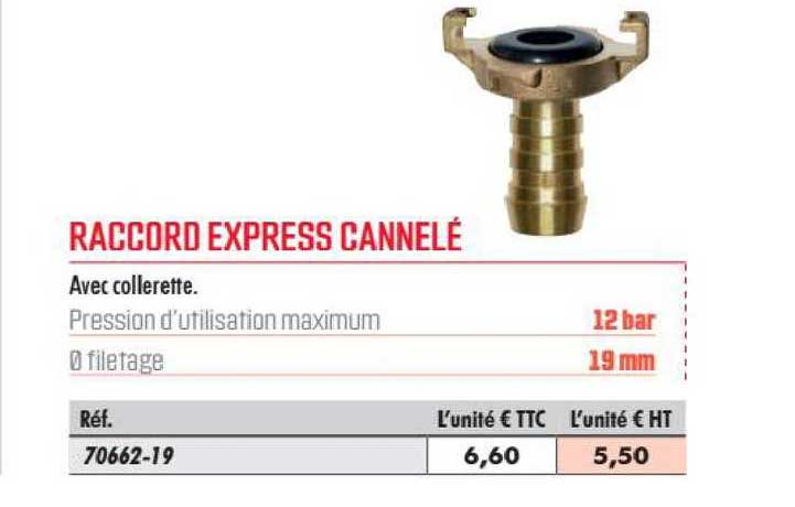 raccord express cannelé