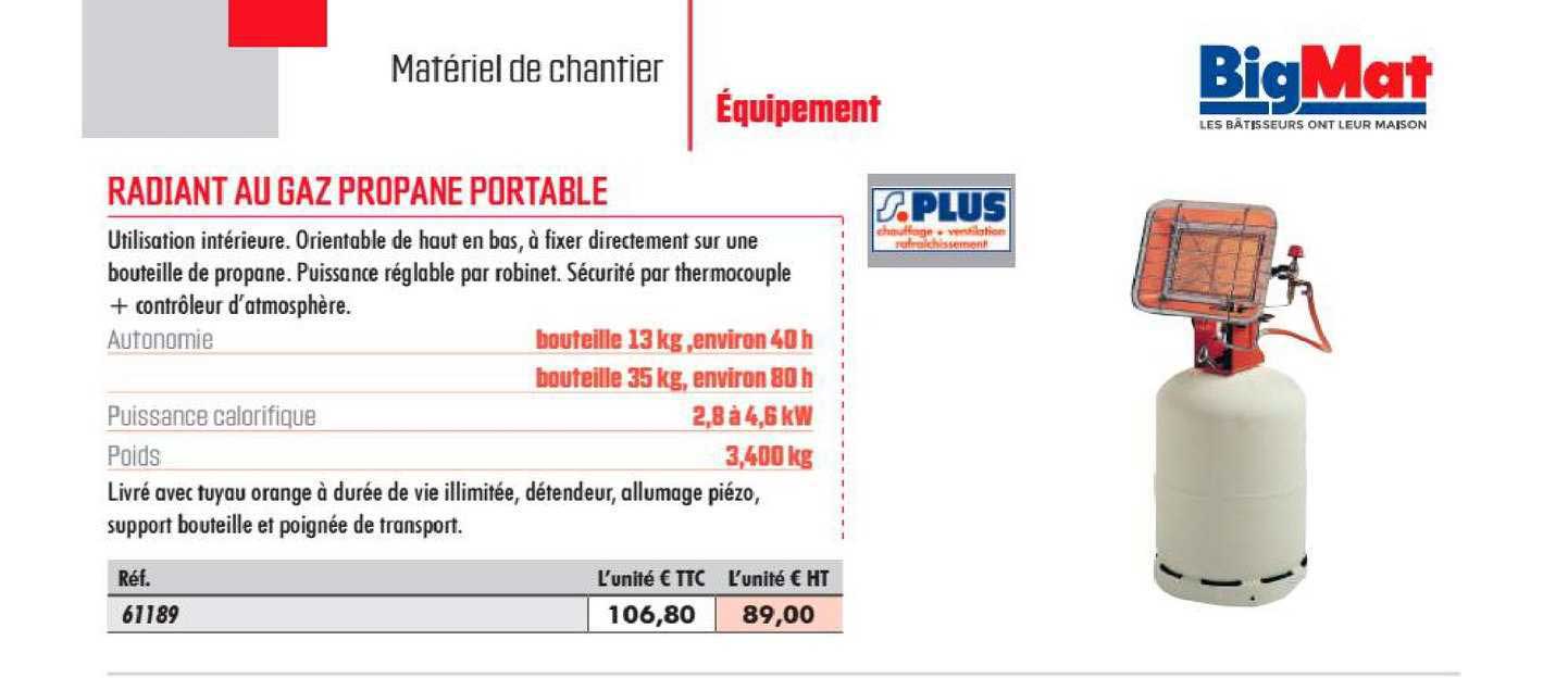 radiant au gaz propane portable