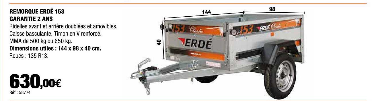 Remorque Erdé 153