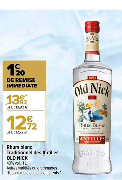 rhum blanc traditionnel des antilles old nick