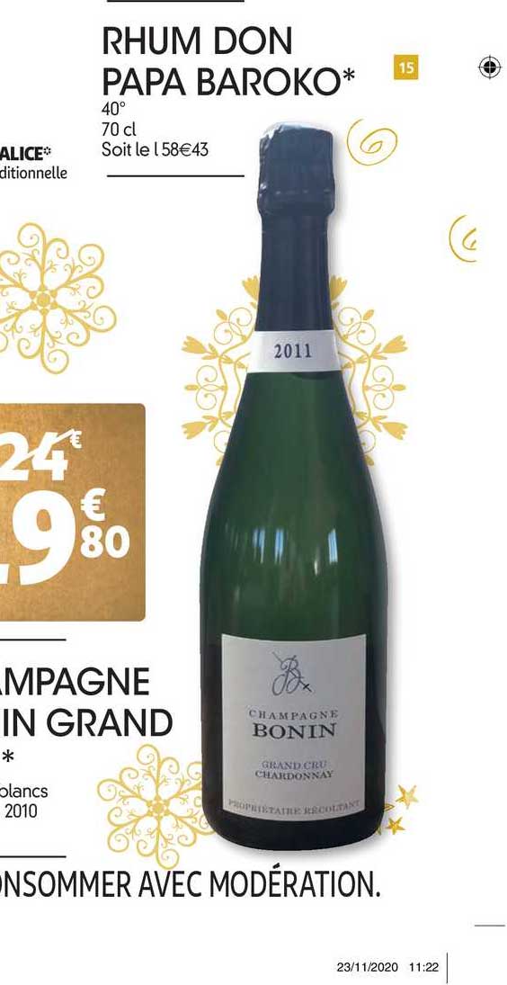 rhum don papa baroko, champagne bonin grand