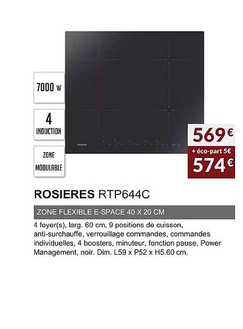 rosieres rtp644c zone flexible e space 40 x20 cm