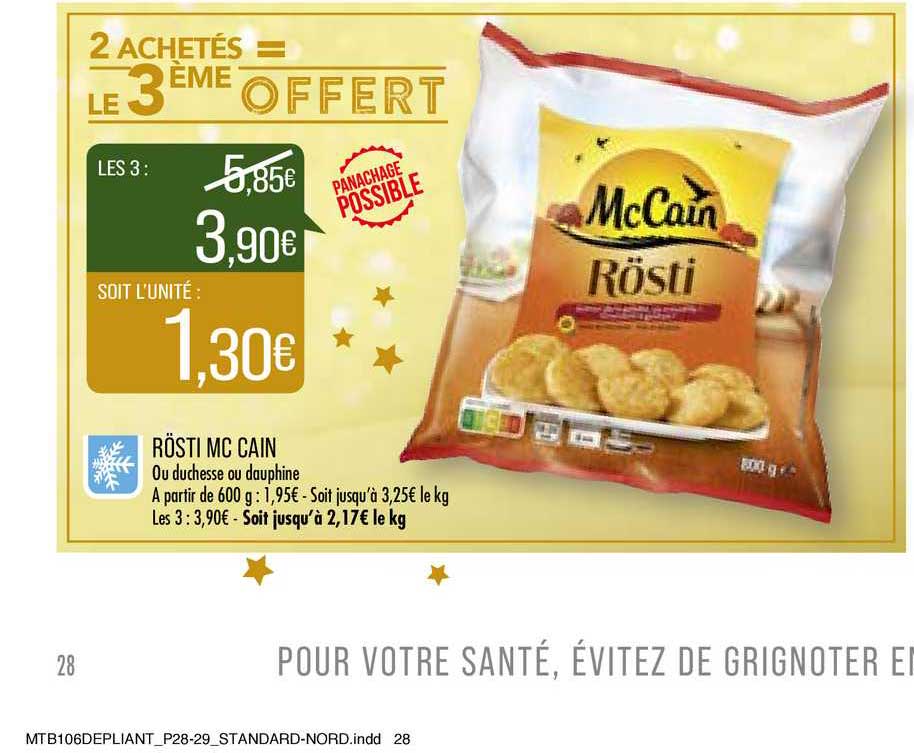 rösti mc cain 2 achetés = le 3ème offert