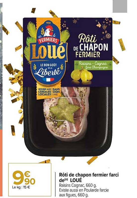 rôti de chapon fermier farci de loué