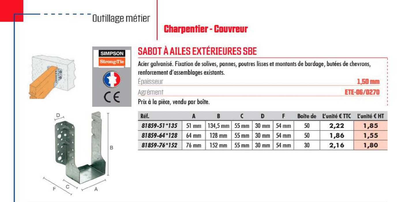 sabot à ailes extérieures sbe
