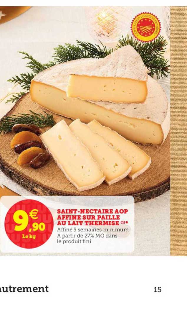 saint nectaire aop affiné sur paille au lait thermisé