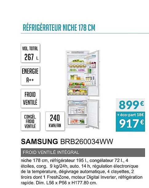 samsung brb260034ww froid ventilé intégral