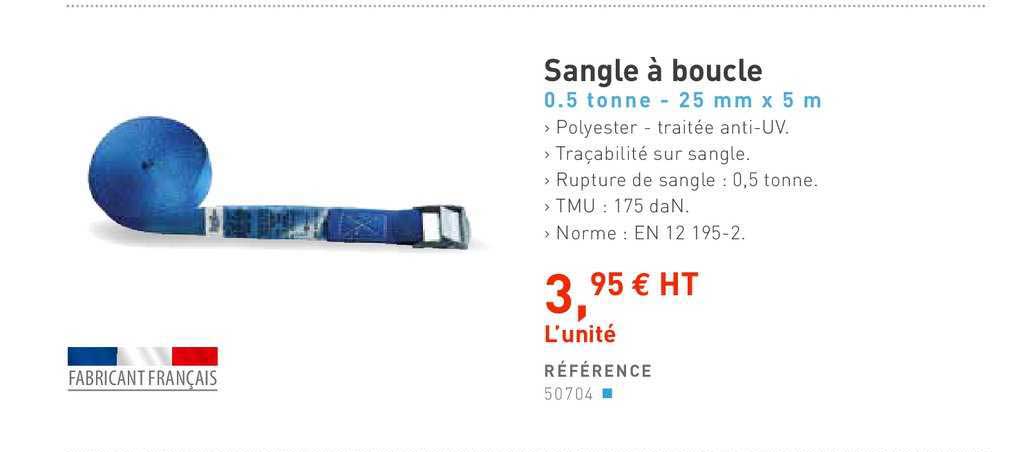 sangle à boucle 0.5 tonne 25 mm x 5 m