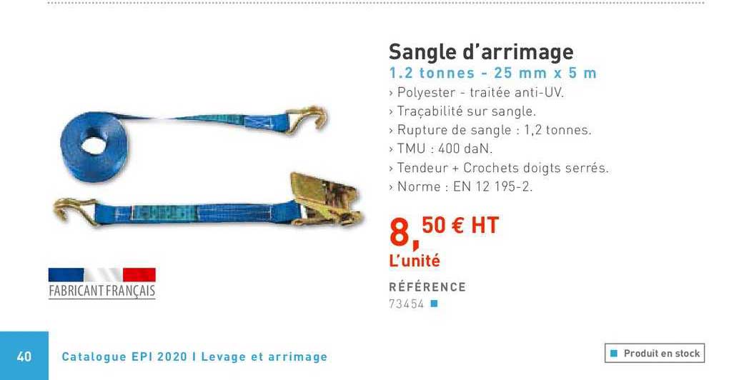 sangle d'arrimage 1.2 tonnes 25 mm x 5 m