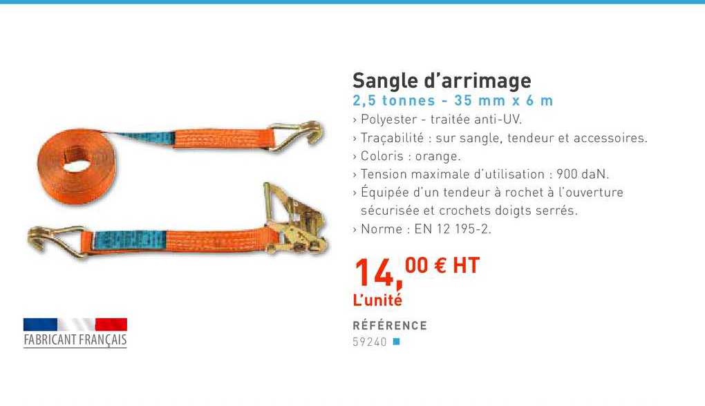 sangle d'arrimage 2,5 tonnes 35 mm x 6 m