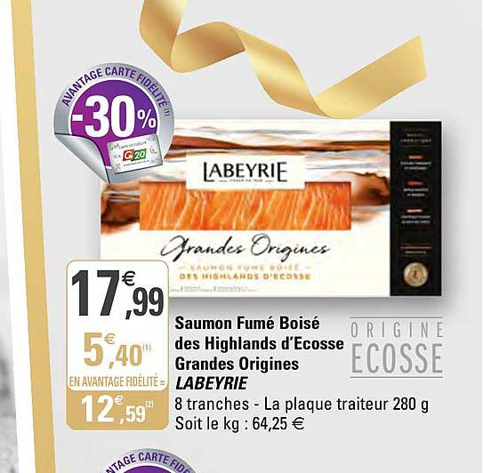 saumon fumé boisé des highlands d'ecosse grandes origines labeyrie