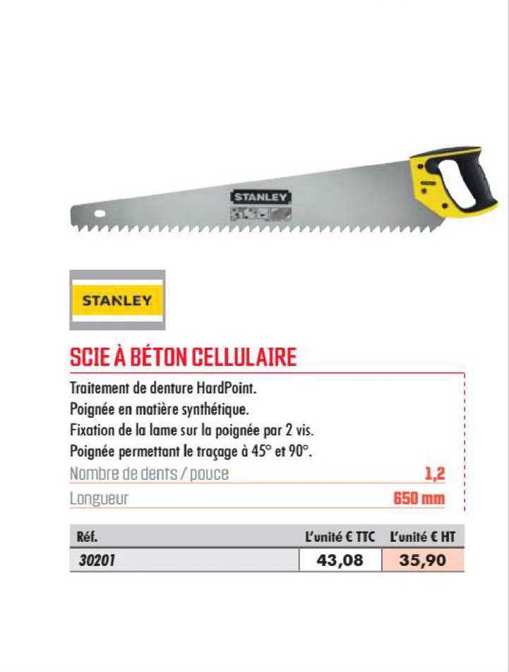 scie à béton cellulaire stanley