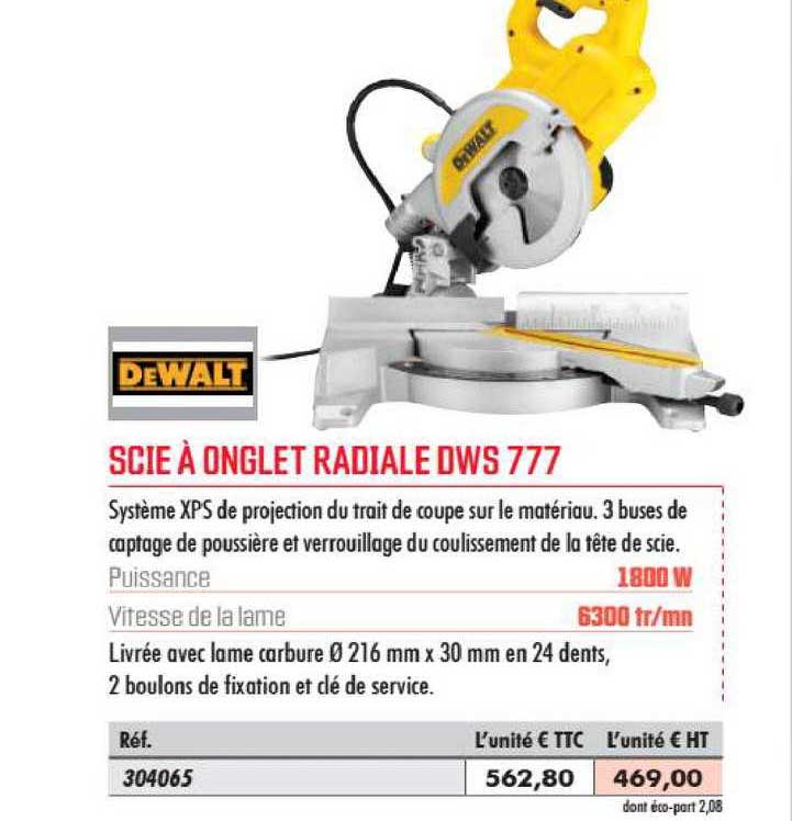 Scie à Onglet Radiale Dws 777 Dewalt