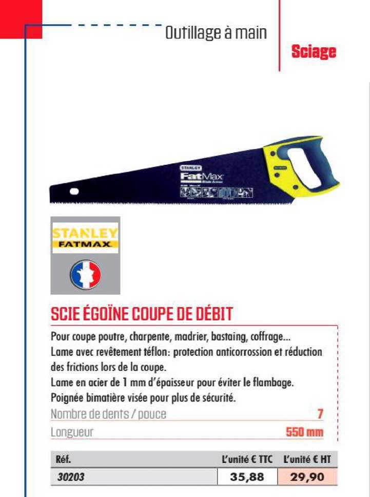 scie égoïne coupe de début stanley