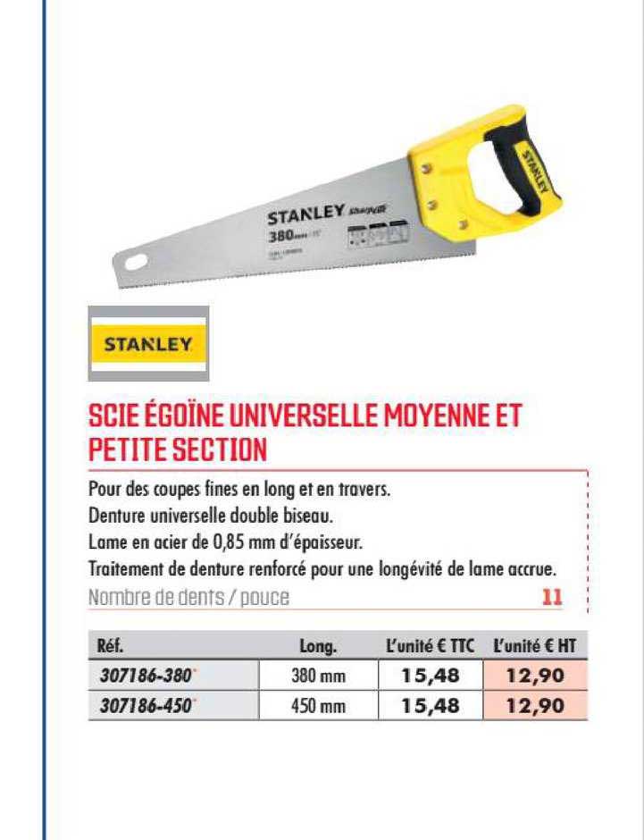 scie égoïne universelle moyenne et petite section stanley