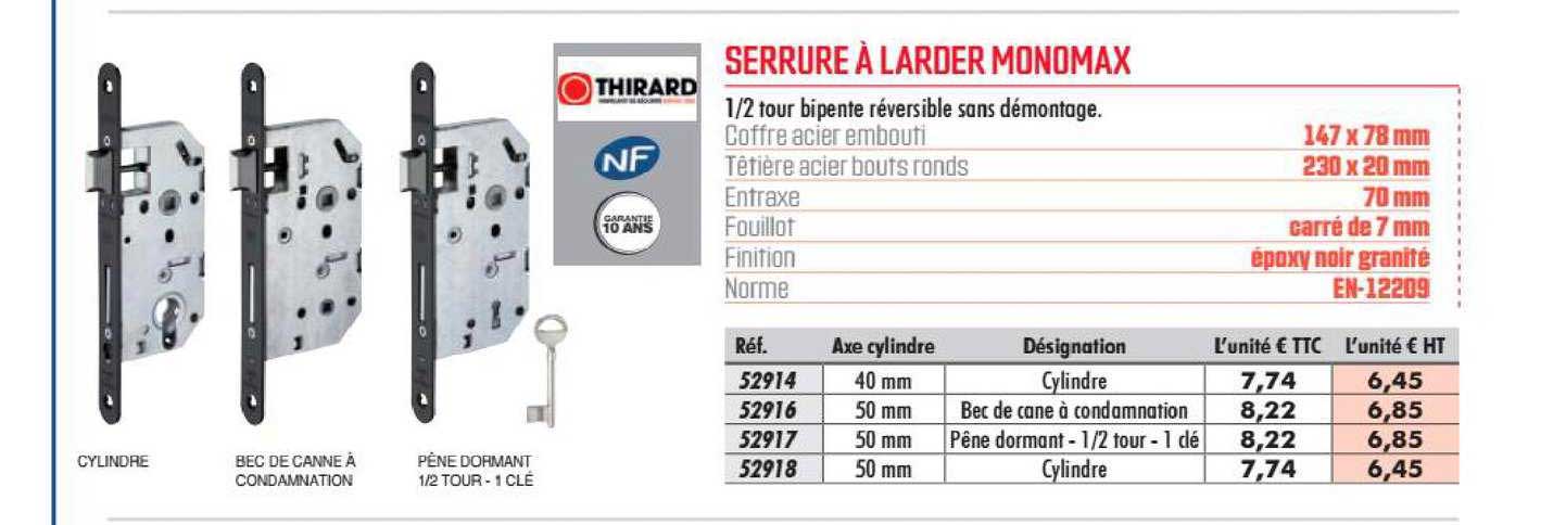 serrure à larder monomax thirard