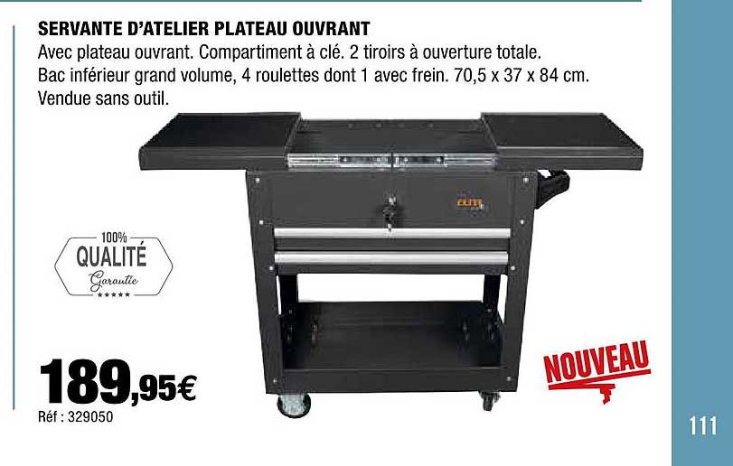 servante d'atelier plateau ouvrant