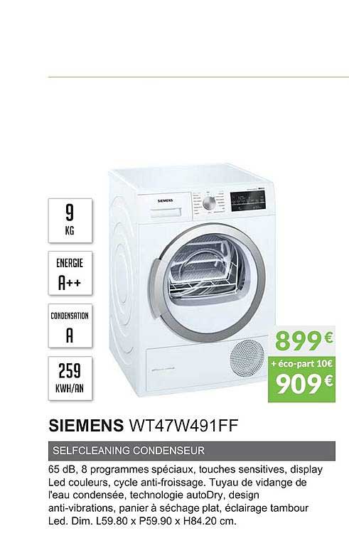 siemens wt47w491ff selfcleaning condenseur