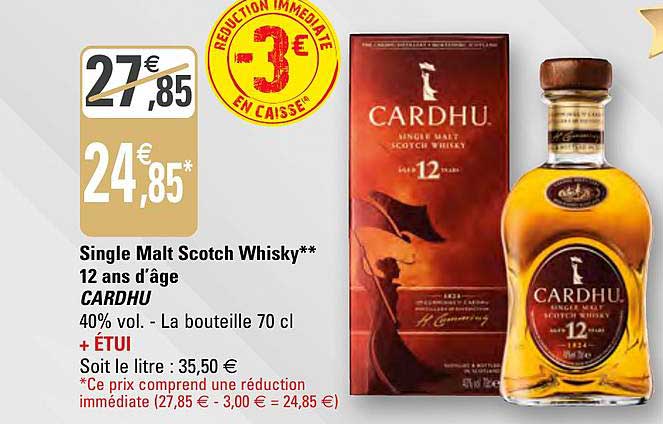 single malt scotch whisky 12 ans d'âge cardhu