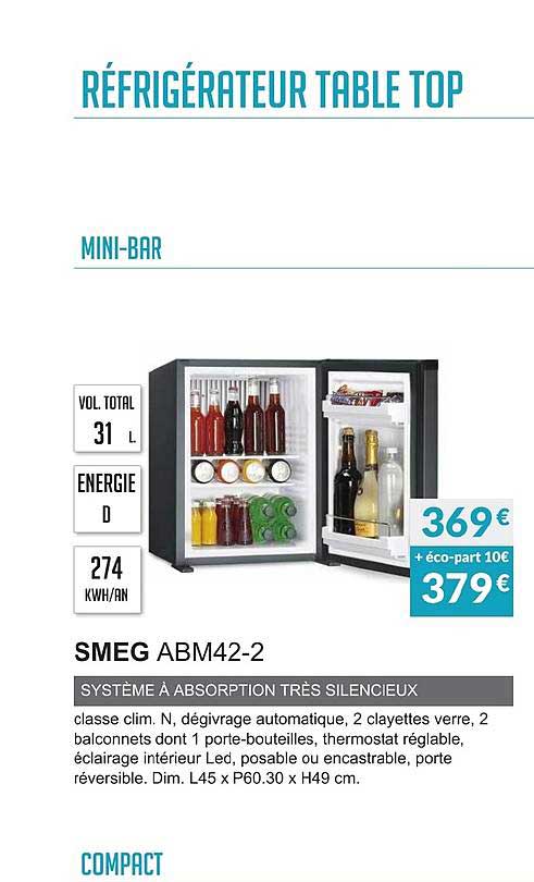smeg abm42 2 système à absorption très silencieux