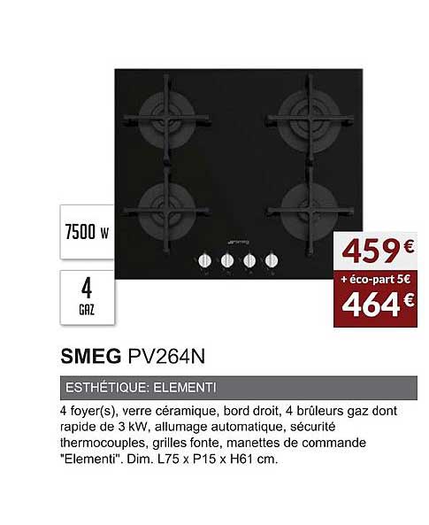 smeg pv264n esthétique elementi