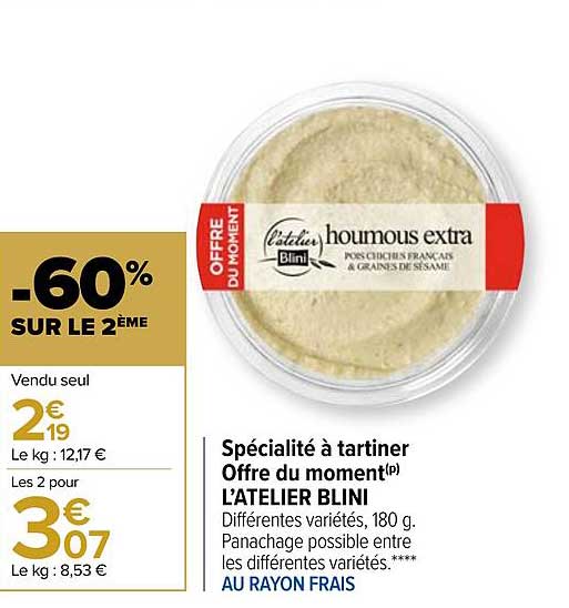 spécialité à tartiner offre du moment l'atelier blini