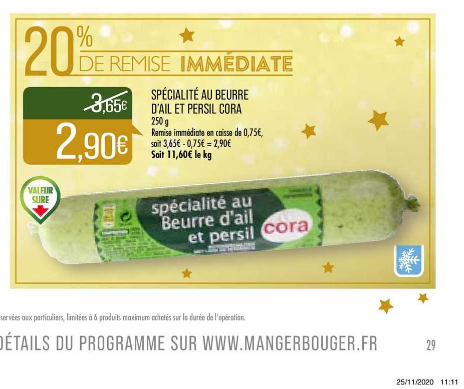 spécialité au beurre d'ail et persil cora 20% de remise immédiate