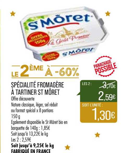spécialité fromagère à tartiner st môret le 2ème à -60%