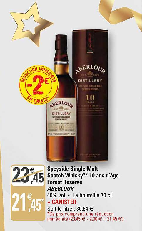 speyside sigle malt scotch whisky 10 ans d'âge forest reserve aberlour