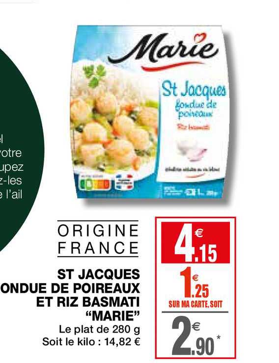 st jacques ondue de poireaux et riz basmati marie