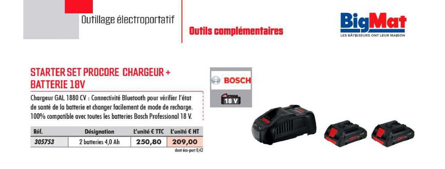 Starter Set Procore Chargeur + Batterie 18v Bosch