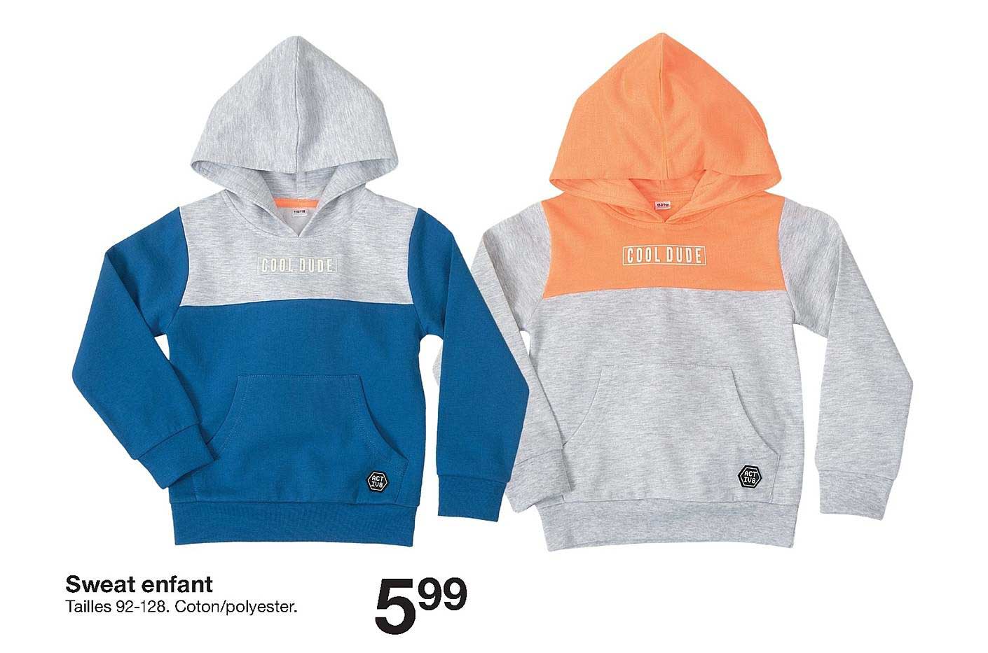 sweat enfant tailles 92 128