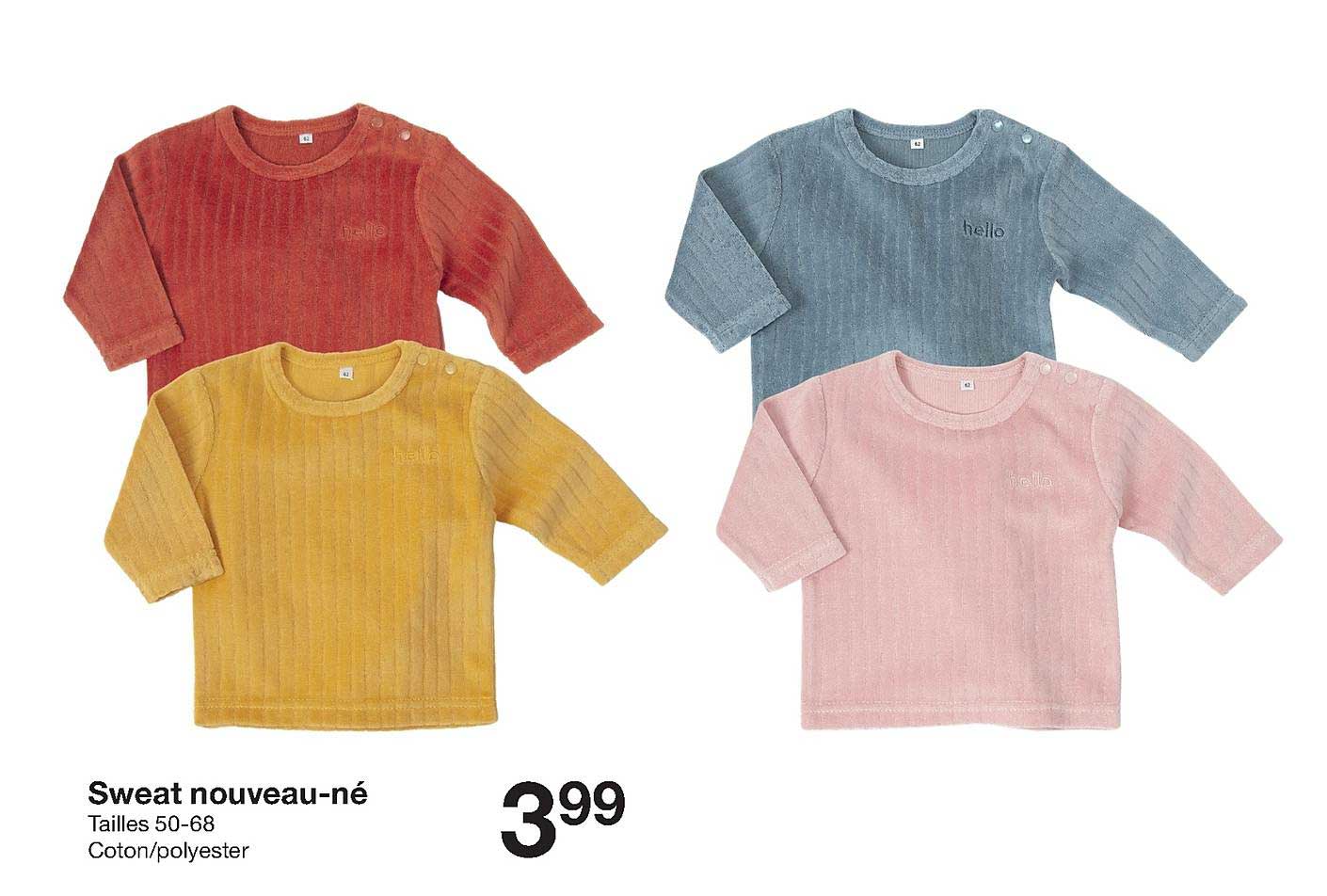 sweat nouveau né tailles 50 68