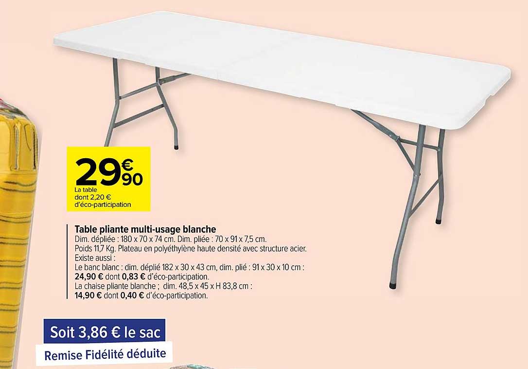 table pliante multi usage blanche