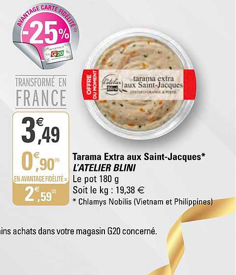 Tarama Extra Aux Saint Jacques L'atelier Blini