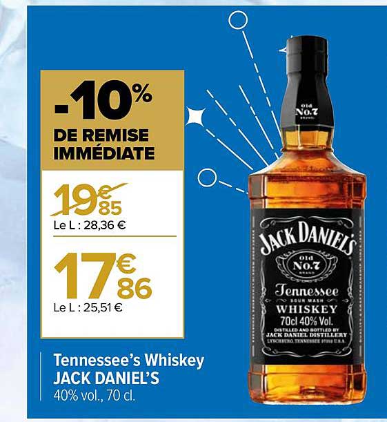 tennessee's whiskey jack daniel's -10% de remise immédiate