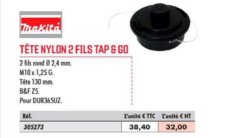 tête nylon 2 fils tap & go makita